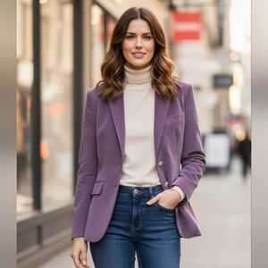 RARE 346 Brooks Brothers Blazer 8P Purple Milano Fit Corduroy Silver Button Pads